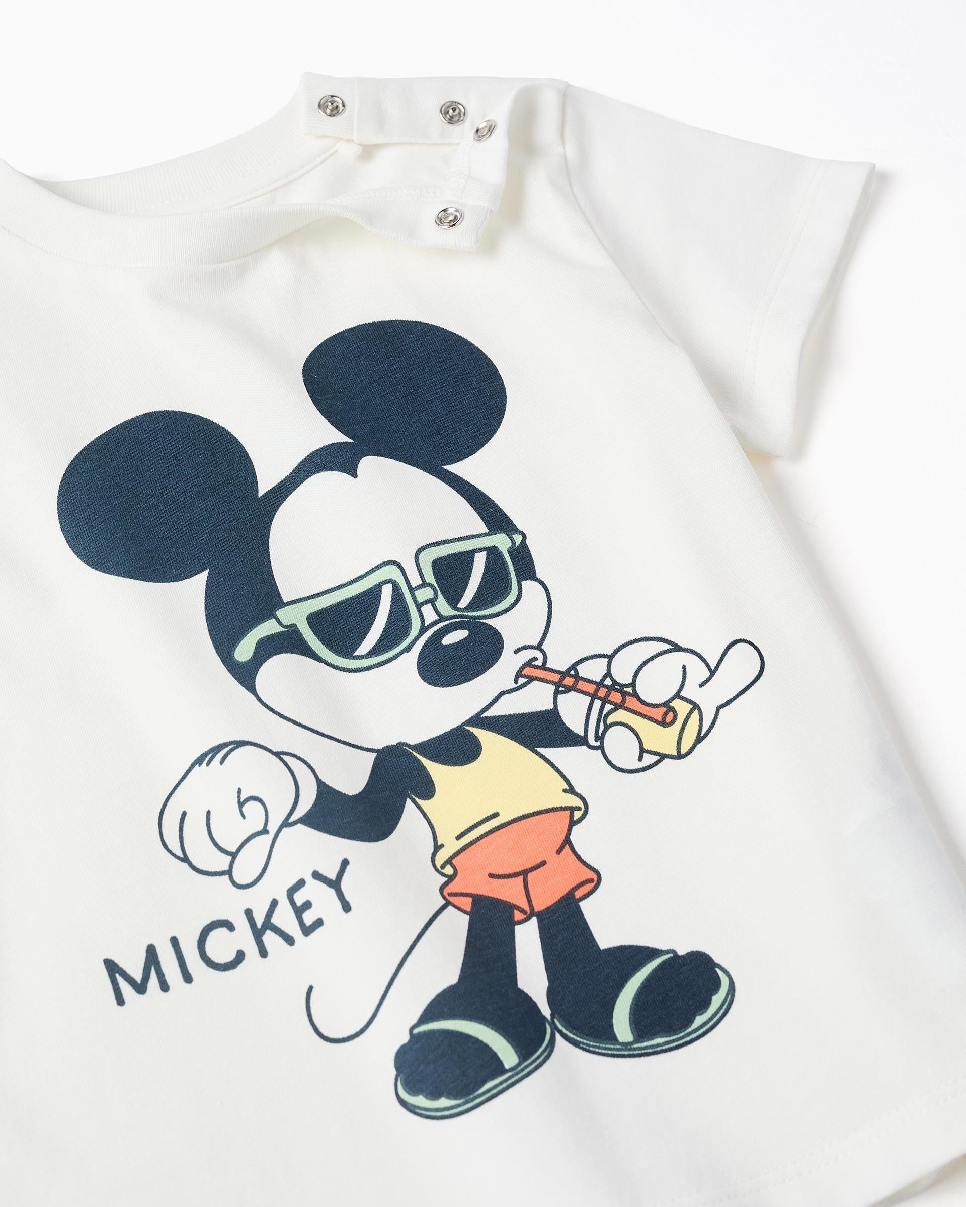  Conjunto Bermuda Estampado Mickey Blanco Zippy detalle