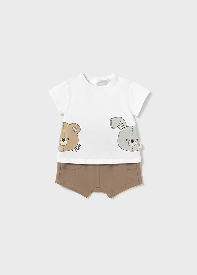 Conjunto Bermuda Oso y Conejo Blanco Mayoral
