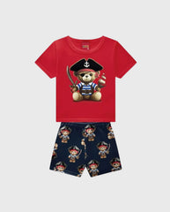 Conjunto Bermuda Osos Pirata Rojo Kyly diseño