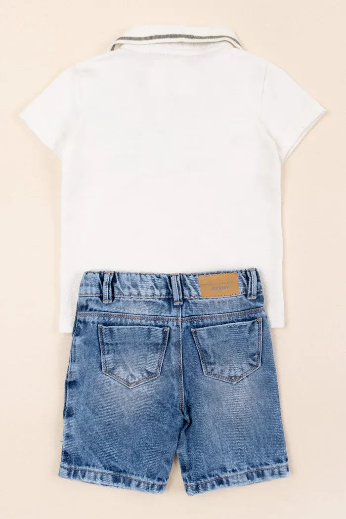 Conjunto Bermuda y Polo Street blanco diseño