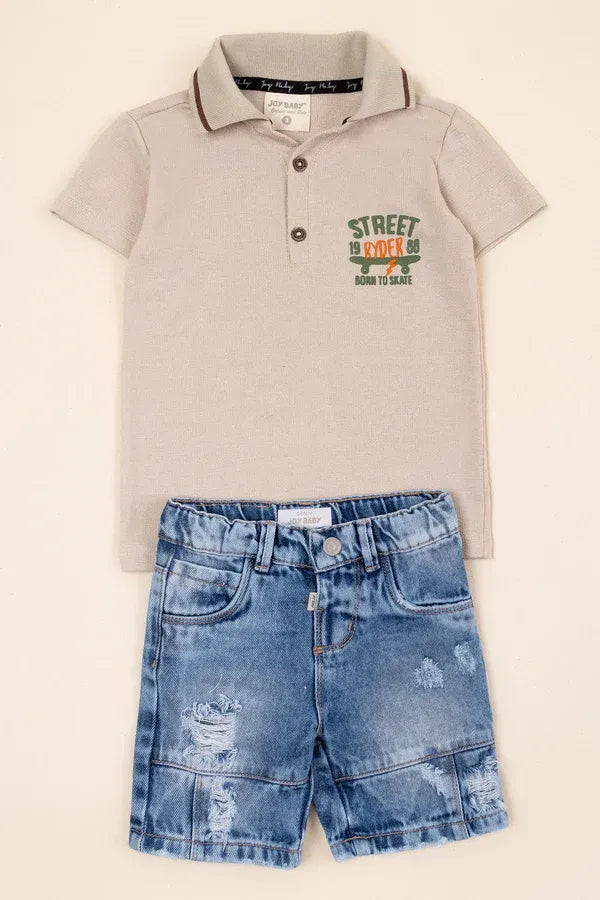 Conjunto Bermuda y Polo Street gris