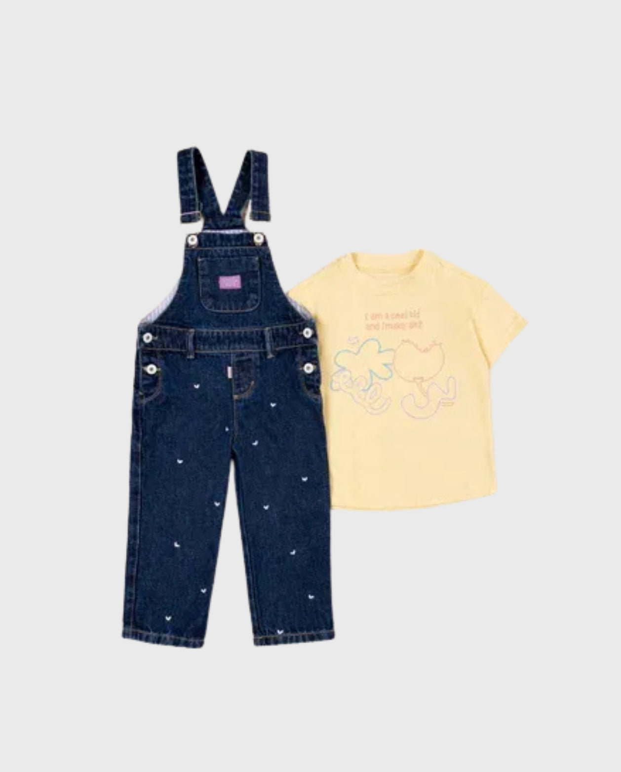 Conjunto Braga Detalle Corazones amarillo diseño