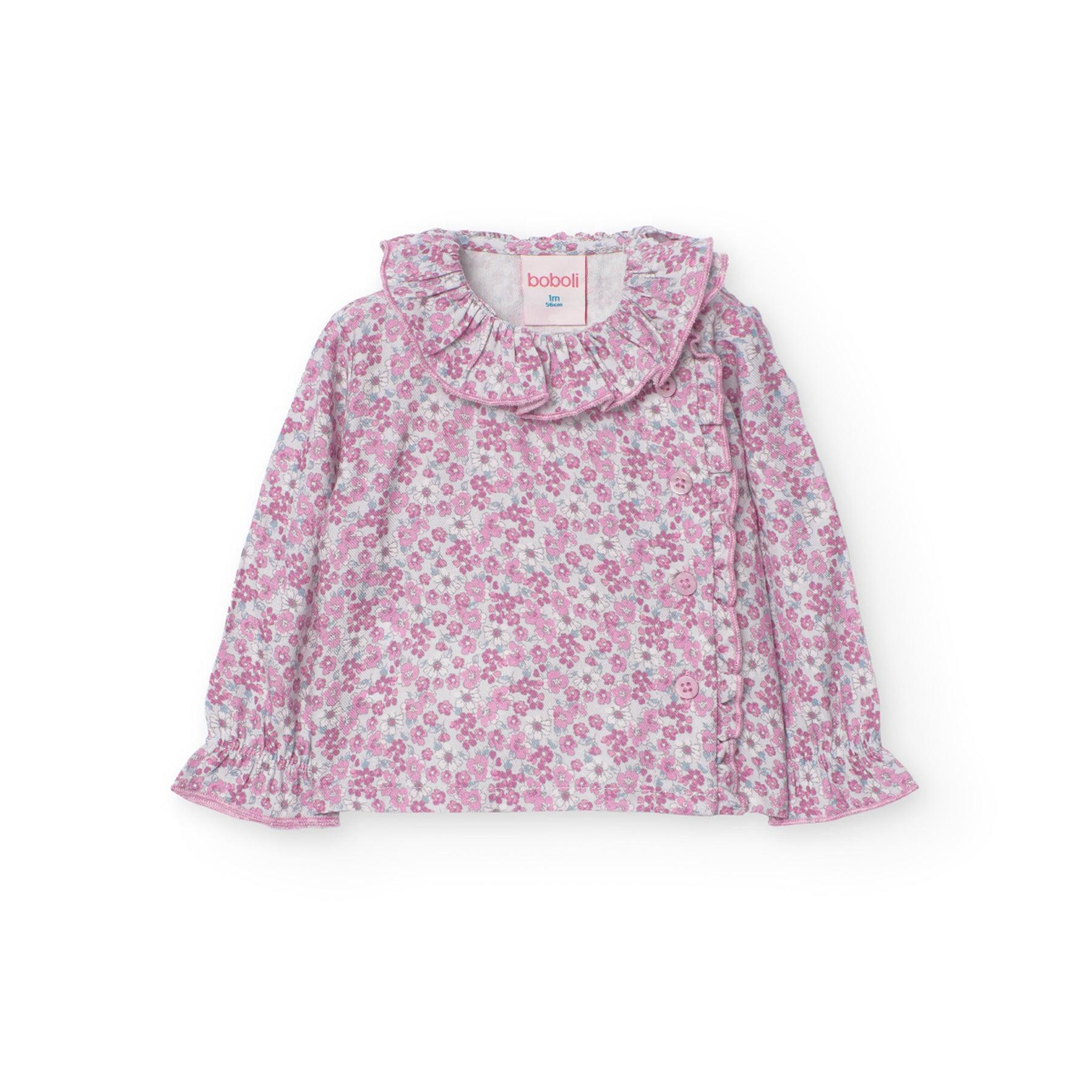 Conjunto Braga Flores Rosa Boboli blusa