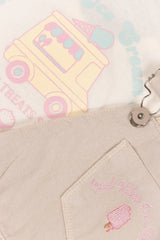 Conjunto Braga y Blusa Detalle Helados beige detalle