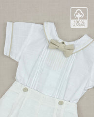 Conjunto Bebé Ceremonia Cuello Bordado Beige Bautizo