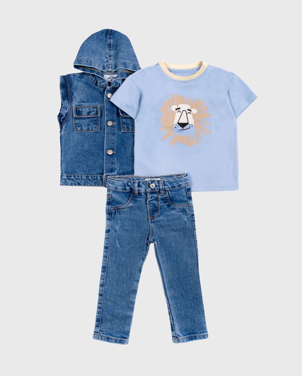 Conjunto Denim Chaleco Leon Azul