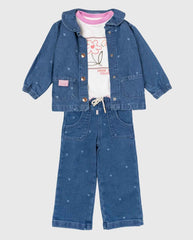 Conjunto Denim Estampado Corazones Detalles