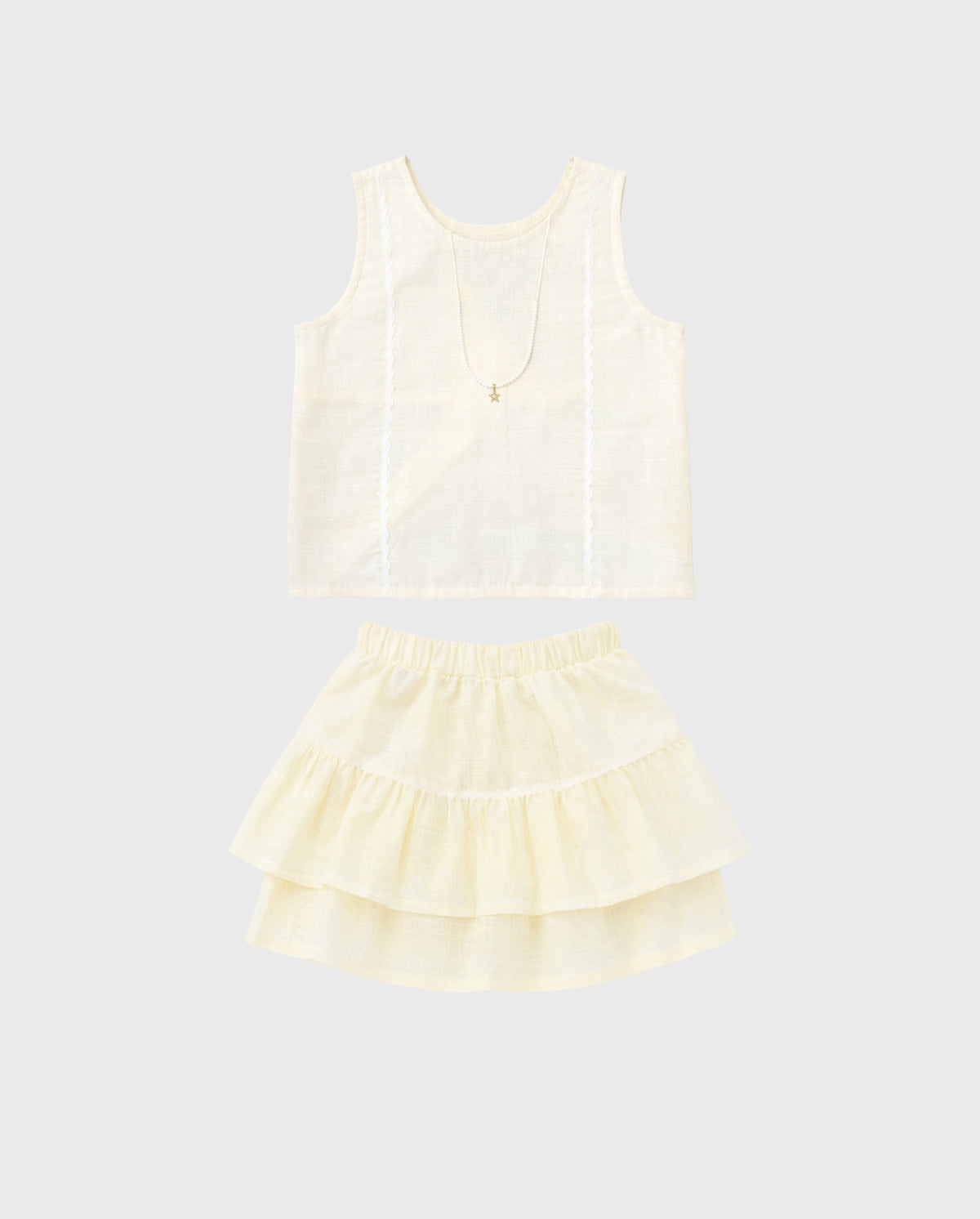 Conjunto Falda Boleros Con Collar amarillo