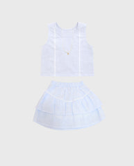 Conjunto Falda Boleros Con Collar azul