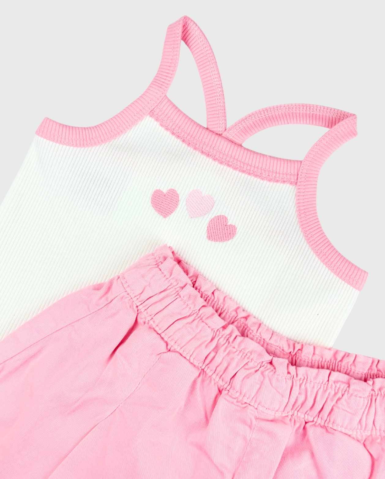 Conjunto Falda Short Prenses Corazones Niñas
