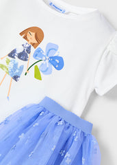 Conjunto Falda Tul Flores Azul Mayoral detalle