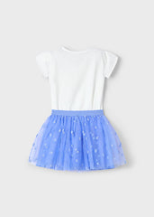 Conjunto Falda Tul Flores Azul Mayoral diseño