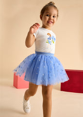 Conjunto Falda Tul Flores Azul Mayoral niña