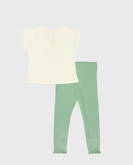 Conjunto Leggings Canalado Flores Niñas