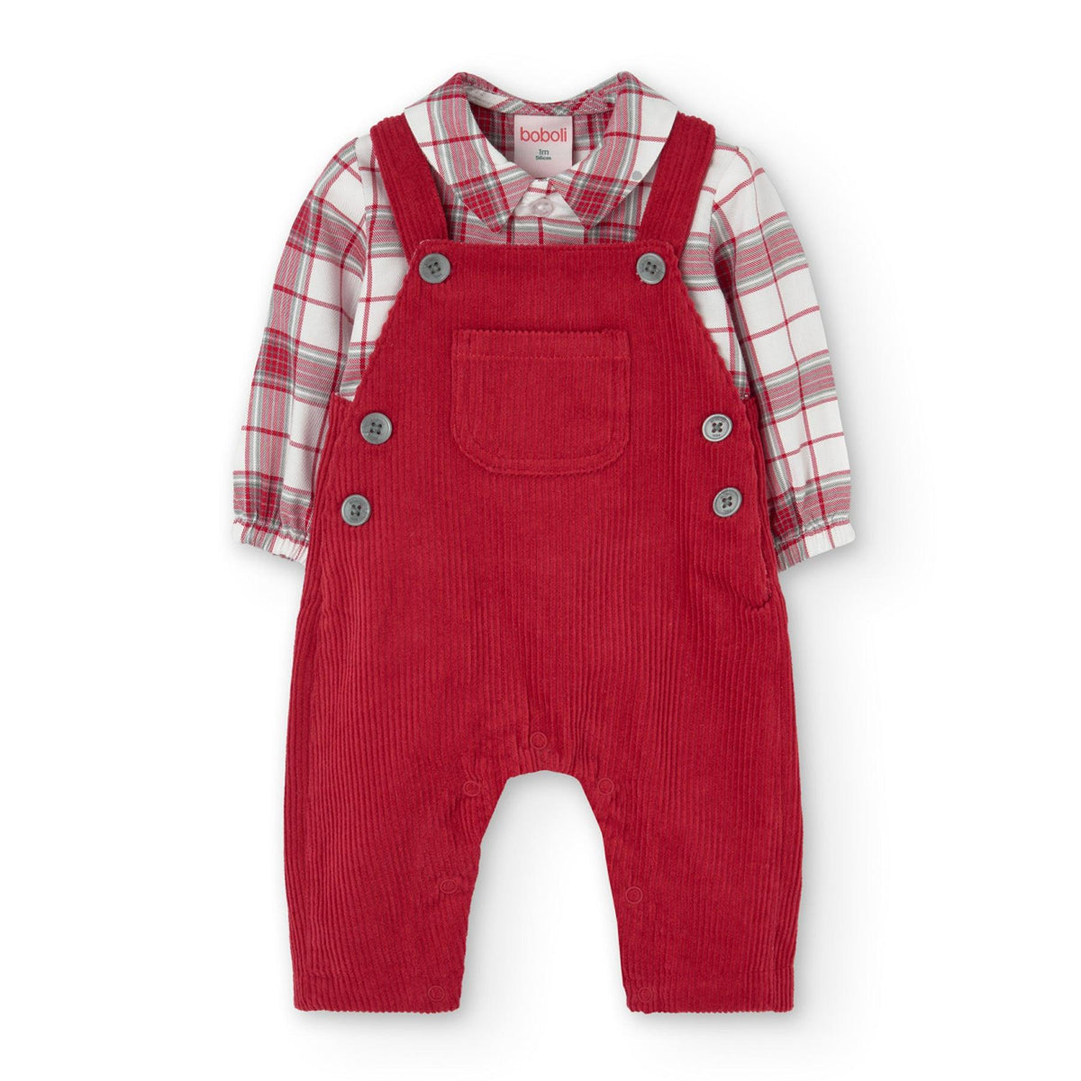 Conjunto Overol Cuadros Rojo Boboli