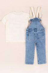 Conjunto Overol Denim Dinosaurio beige diseño