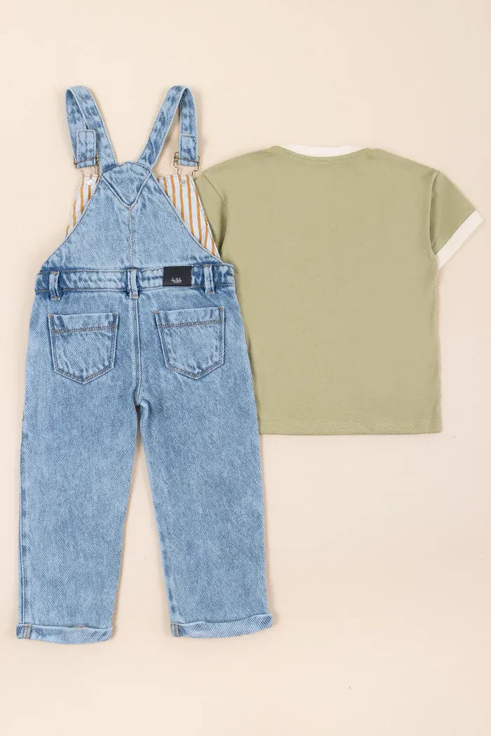 Conjunto Overol Denim Y Camiseta  verde