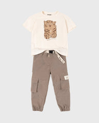 Conjunto Pantalón Cargo Tigre Beige