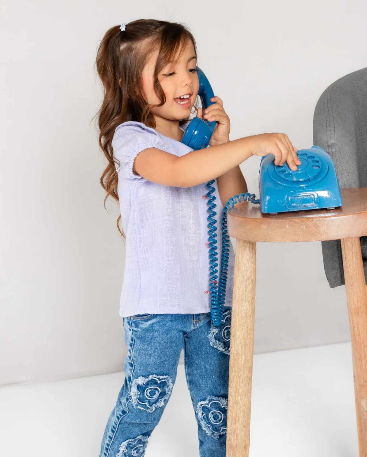 Conjunto Pantalón Denim Flores