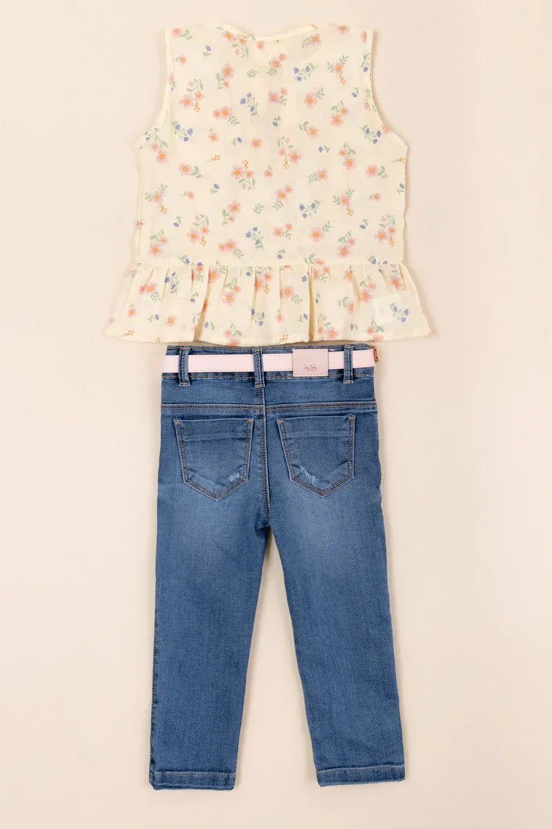 Conjunto Pantalón Estampado Flowers amarillo diseño
