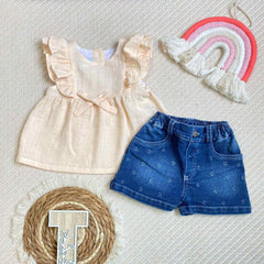 Conjunto Para Bebé NIña Short Denim