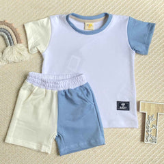 Conjunto Para Bebé Niño Bermuda Combinado azul