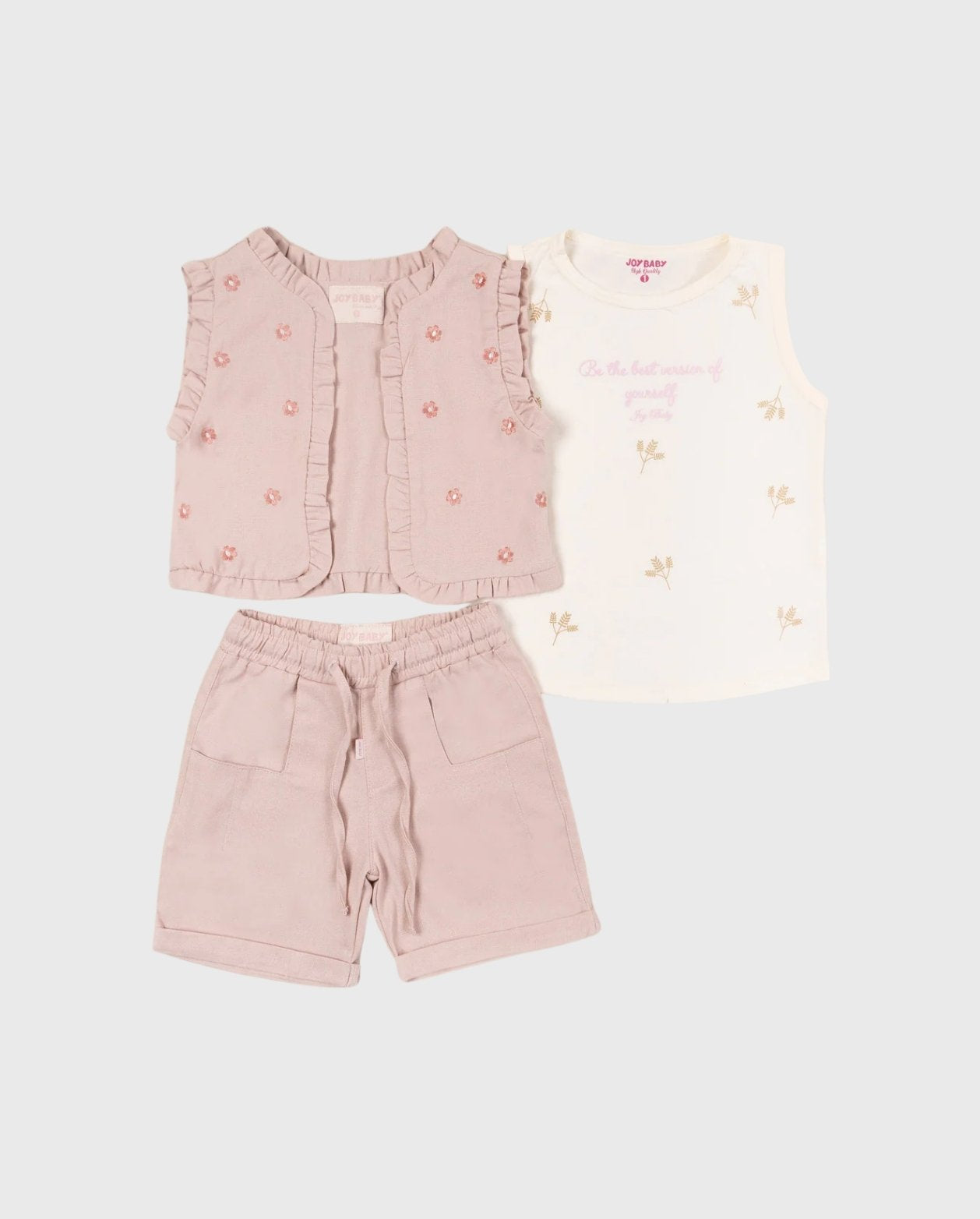 Conjunto Short Chaleco Margaritas Rosa