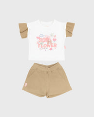 Conjunto Short Estampado Flowers Surtido BEIGE