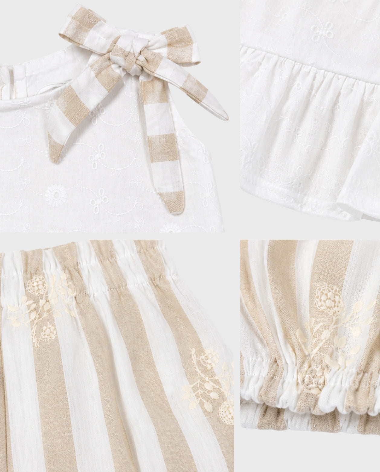 Conjunto Short Rayas Blanco detalles
