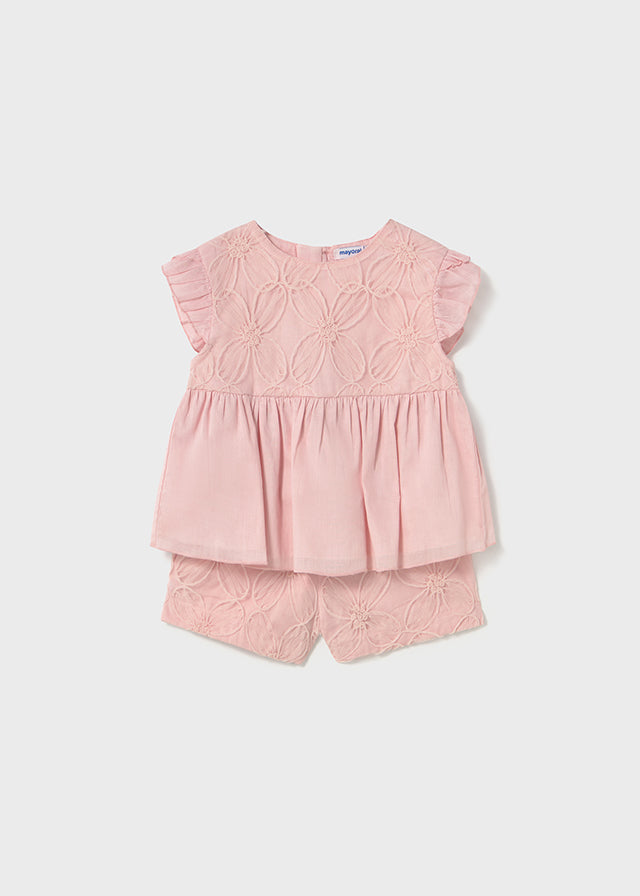 Conjunto Short Tul Bordado Rosa Mayoral