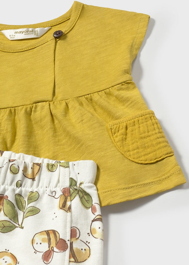 Conjunto Shorts Abeja Mayoral amarillo detalle