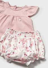 Conjunto Shorts Moño Estampado Rosa Mayoral detalle