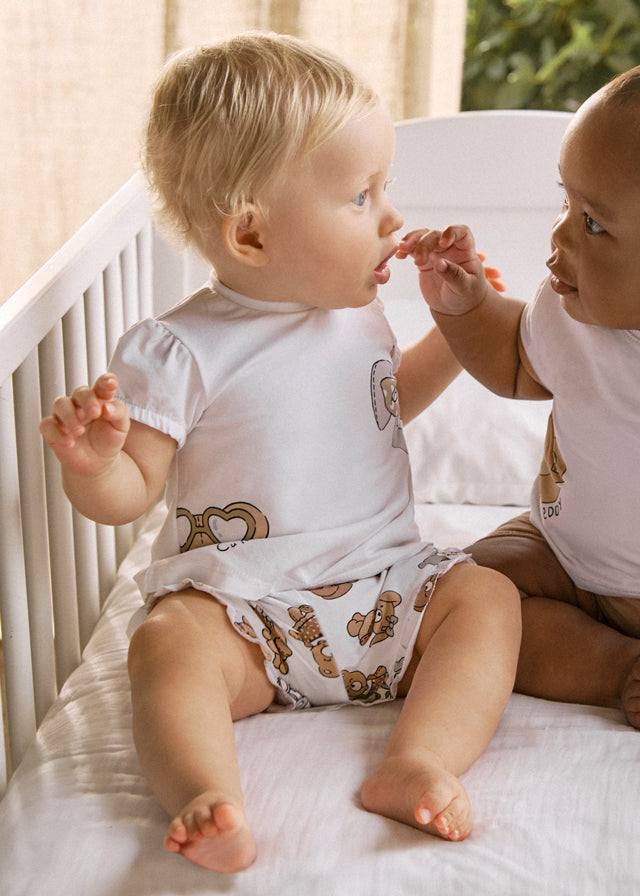 Conjunto Shorts Oso y Conejo Blanco Mayoral bebe