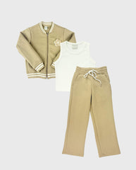 Conjunto 3 Piezas Sudadera Detalle Flor Niñas