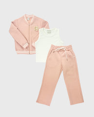 Conjunto 3 Piezas Sudadera Detalle Flor