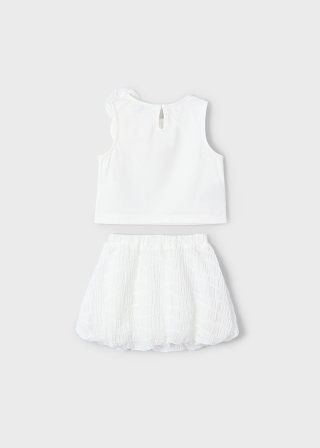 Conjunto Top y Falda Globo Blanco Mayoral diseño