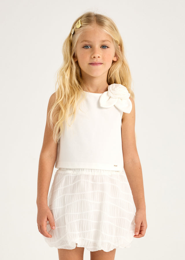 Conjunto Top y Falda Globo Blanco Mayoral estilo
