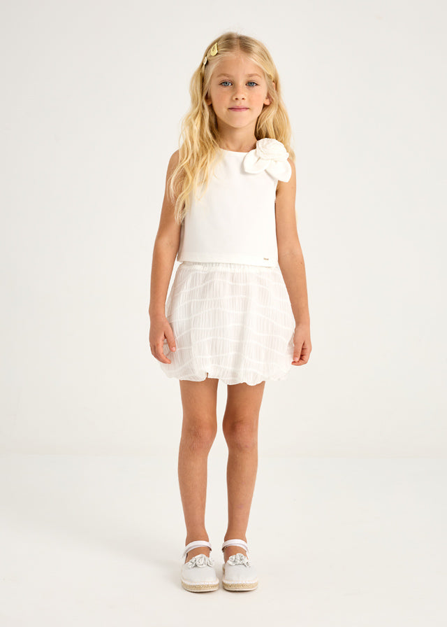 Conjunto Top y Falda Globo Blanco Mayoral niña