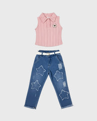 Conjunto Pantalón Estrellas Blusa Surtido rosa
