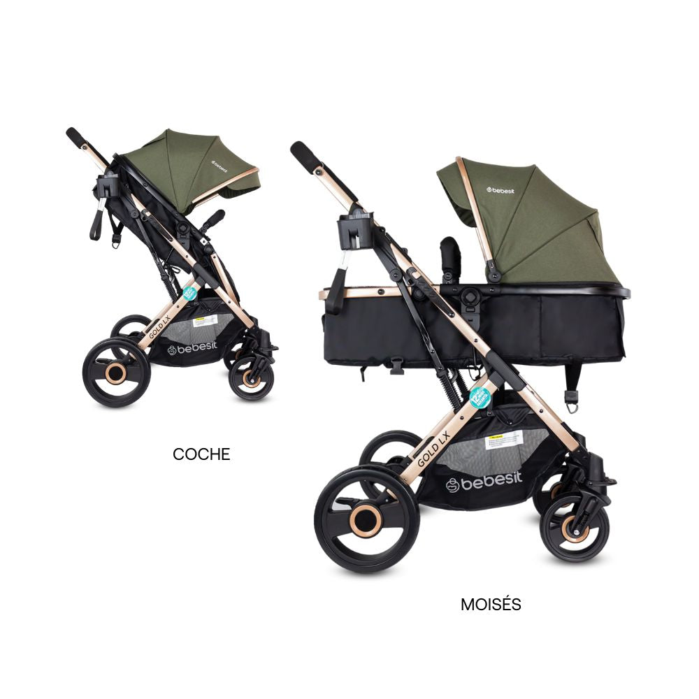 Coche Moises Gold LX Verde Bebesit Lujo