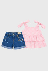 Conjunto Ojalillo Short Rosa