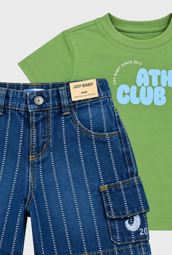 Conjunto Bermuda Denim Verde Detalle