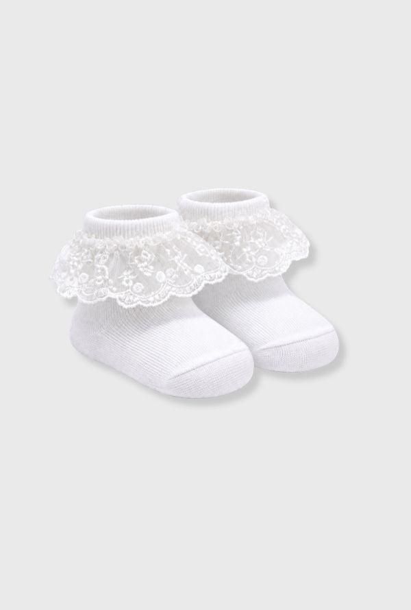 Medias Tul Bordado Blanco Cóndor