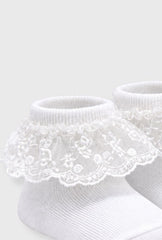 Medias Tul Bordado Blanco Cóndor detalle