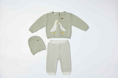 Conjunto Tricot Rayas Patos Verde Pantalon