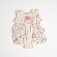 Body Monarca  Bordado Mariposa Beige Detalle