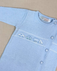 Primer Día Tricot 100% Algodón Peruano Azul Carros