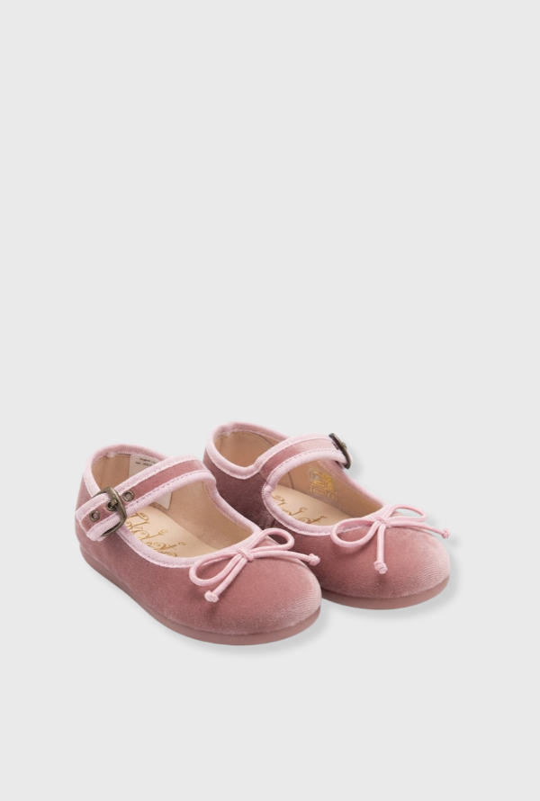 Baletas Merceditas Cinta Terciopelo Rosa 1