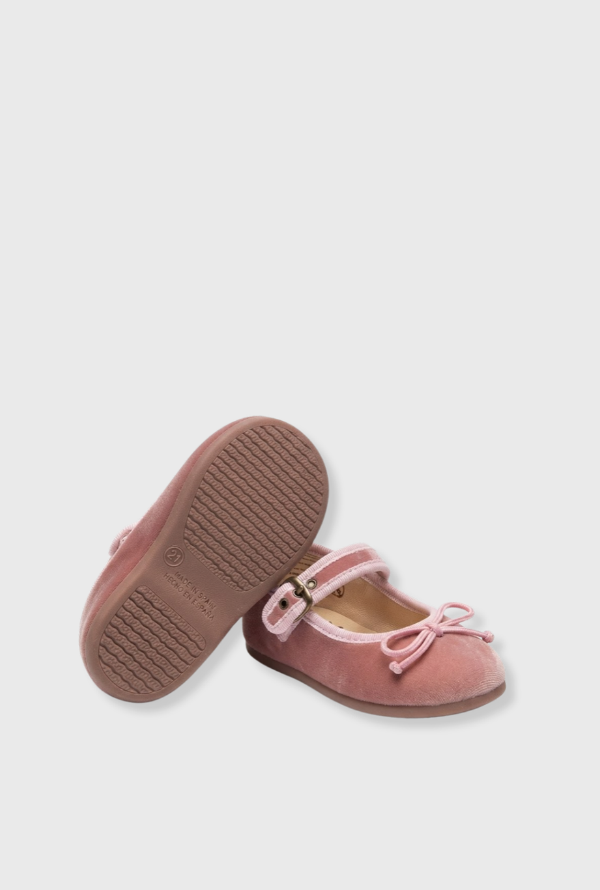 Baletas Merceditas Cinta Terciopelo Rosa 3