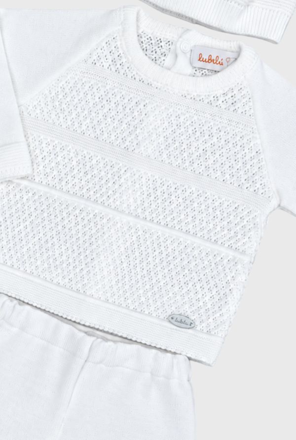 Primer Dia Saco Tricot Blanco detalle